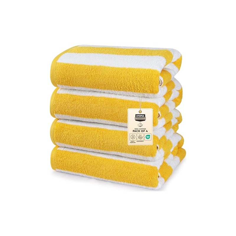 Oversized Cabana Beach Towels Set of 4 - Soft Cotton,