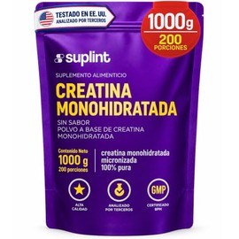 Creatina Monohidratada Micronizada 100% Pura – Creatina en Polvo 1000 g (200 Porciones) – Sin Sabor – Para Hombre y Mujer – Cuchara Medidora Incluida
