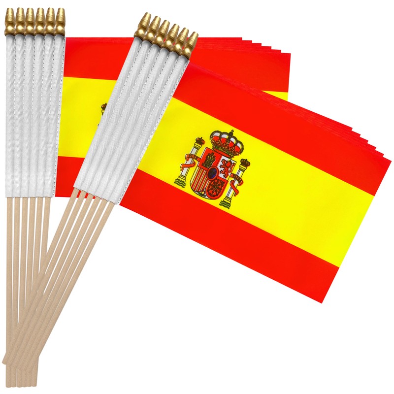 TSMD Spain Stick Flag Spanish Small Mini Hand Held Flags,5x8