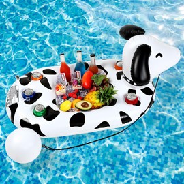 FillTouch Floating Drink Holder for Pool, Floating Cabana Bar for Pool, Hot Tub Drink Holder for Adults, Inflatable Pool Accessories(Dog)