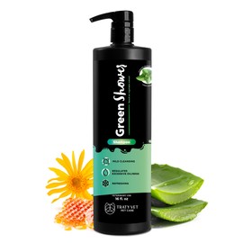 TRATY VET PET CARE - Green Shower Shampoo - Liquid - Oil-Free Solution - Mild Cleansing - Refreshing - Vegetable Extracts - Cruelty-Free (PETA Approved) - Fragrance-Free - Easy Rinse - 500ml/16Fl.oz