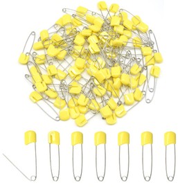 Hocansen 50 PCS Safety Pin 54mm/2.2in Baby Diaper Pins for Cloth Plastic Head Baby Pins for Diapers Stainless Steel Cloth Pins with Locking Closures Nappy Pin for Crafts（DT/Yellow）
