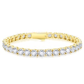 KRKC&CO Tennis Bracelets for Women, 14K/White 5A CZ Bracelet, Birthday Wedding Gift for Her, Iced Out Cubic Zirconia Stones, Bridal Wedding Jewelry for Wife Mom, 5mm 7.5