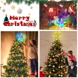 Befoxfo Christmas Star Tree Topper Lights 8.5inch 10LED Multicolour with Versatile Remote Controller 3AA Battery Powered Star Treetop Light for Xmas Tree Decoration （Indoor and Outdoor ）