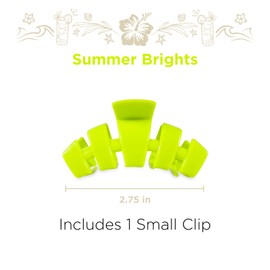 TELETIES - Small Hair Clip - For Thin or Short Hair - Claw Clips for Women - Strong Grip, Bendable Teeth, Comfortable Curved Design - For All Hair Textures - Summer Brights