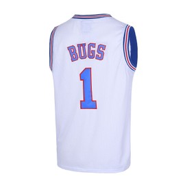 TUEIKGU #1 Bugs Space Movie Basketball Jersey for Men 90s Hip hop Clothing for Party (White Package, X-Large)