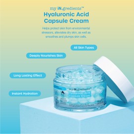 masque BAR My Ingredients Hydrating Face Moisturizer Capsule Creams with Shea Butter, Niacinamide, Hyaluronic Acid - Instant Dry Skin Hydration, Improves Skin Texture- Anti-Aging Face Cream- 50ml