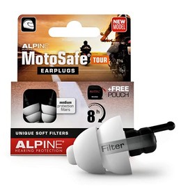Alpine MotoSafe Tour Ear Plugs - Prevents Hearing Damage While Motorcycling - Traffic Still Audible - Comfortable Hypoallergenic Material - Reusable Earplugs, 1 Pair