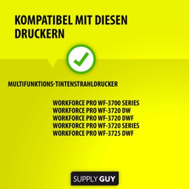 Supply Guy 4 Printer Cartridges Compatible with Epson 34XL / 34 XL Multipack Suitable for WF-3700 WF-3720dw WF-3720dwf WF-3720 WF-3725dwf