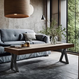 Rioychan 16 '' Metal Bench Coffee Table Legs, Heavy Duty Replacement Furniture Legs for DIY Modern Desks, Night Stands, Bench, Sofa, Dining Tables Set of 2(Bear Up to 800lb)