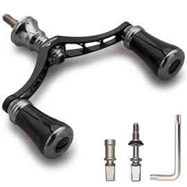 HEIGHTEN 3.1 / 3.7 / 3.8 inches (80 / 95 / 98 mm), Reel Handle 0.8 / 0.7 inch (20 / 19 mm) Knob Included, For Shimano Daiwa Universal Spinning Reels, New Pillar Series (3.1 inches (80 mm) - Black &