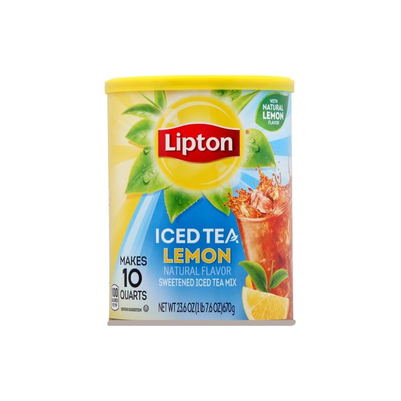Lipton Lemon Iced Tea Mix 10 Quarts Refreshing Sweetened Powdered