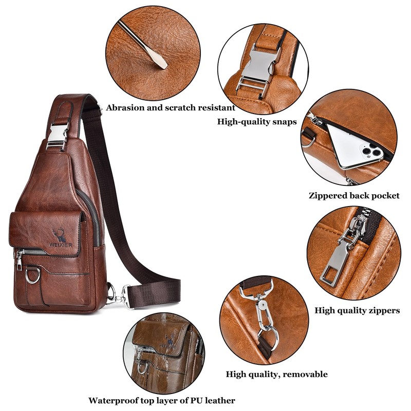 Sling Bags Brusttasche Herren Crossbody Umhngetasche Kleine Schultertaschen Crossbody-Taschen PU-Leder