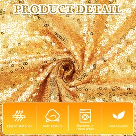 CMICHO 6.56ft Sequin Round Backdrop Cover - Gold Glitter Circle Luxurious Golden Photography Background for Birthday, Wedding, Bridal, Baby Shower Party Decor