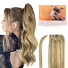 DOORES Ponytail Hairpiece, Light Blonde Highlights Golden Blonde, 35 cm,