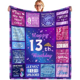 AOOCHUSS 13 Year Old Gifts for Girl,13th Birthday Decorations for Girls Throw Blanket 50" x 60",Gifts for 13 Year Old Girl Blankets,13th Birthday Gifts for Girls,Teen Girl Gifts 13 Years Old