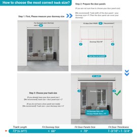 BONIKLUBA 72" Bi-Folding Sliding Barn Door Hardware Track Kit,Smoothly&Quietly,Side Mounted Black Roller,Easy Install,Door Not Included [Fit Four 17" Bifold Doors]