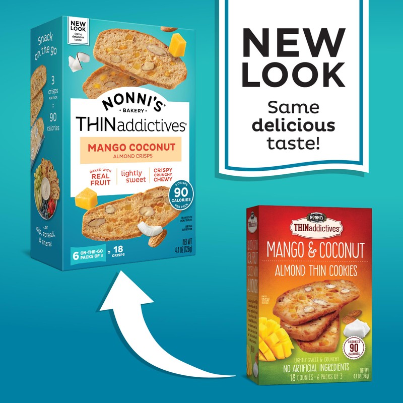 Nonni's THINaddictives Almond Thin Cookies - Mango & Coconut Biscotti