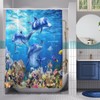 Simpomsy Dolphin Bathroom Curtains, Underwater Shower Curtain 180x180cm - Blue