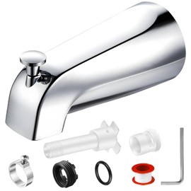 Enhon Tub Spout, Universal Fits 1/2'' Copper Pipe, 1/2'' IPS and 3/4'' IPS, Bathroom Bathtub Tub Faucet Replacement with Adapters (with Diverter,Chrome)