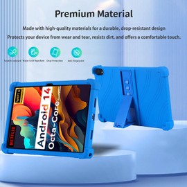 Case for Urao C107 10.1inch Android 14 Tablet,Adjustable Bracket,Soft Silicone Protective Cover with Adjustable Stand, Lightweight and Kid-Friendly(Blue)