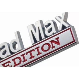 Juego de pares Madmax - Emblema de letras de edición veterana en 3D, calcomanías elevadas, calcomanías exteriores para camiones de repuesto para vehículos universales, SUV, motocicletas (rojo