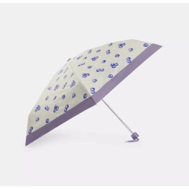 Coach Mini Umbrella with Signature Blueberry Print Light Violet Wrist Strap NWT