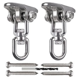 WWFFEN Set of 2 Heavy Duty Swing Hangers, 360° Rotate Swing Hook Stainless Steel Ceiling Hook with Screw for Wooden Set,Hanging,Hammock Chair,Yoga,Sandbag,Hanging 680 kg Capacity.