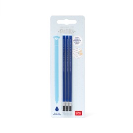 Legami - Erasable Gel Ink Refill Set of 3 - Height 13cm - Thermosensitive Ink - Blue Tip 0.7mm