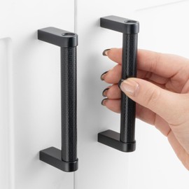 ASKANO Black Cabinet Pulls, 3-3/4 Inch Hole Centers, Knurled Bar Kitchen Cabinet Handles AP1311 | Pack of 10, Solid Hardware for Kitchen Door Drawer Dresser Bathroom Vanity Cupboard Furniture, 3.8"