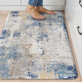 LEEVAN Anti Fatigue Kitchen Mats for Floor, 20" x 31" Multi Blue Cushioned Kitchen Rugs,Non-Slip Waterproof Kitchen Sink Standing Mat Wipe Clean for Kitchen Floor