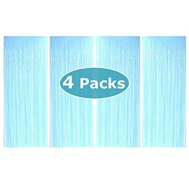 Allgala 4PK 3.3 x 8.2 FT (1x2.5M) Metalic Tinsel Party Photo Backdrop Curtains Door Fringe Décor-Macaron Blue-BD52560