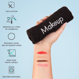 Arkwright Makeup Towels - Pack of 6 - Soft & Gentle Cotton Washcloth Face Make Up Remover, Reusuable Eraser Cloth Essentials for Hosts & Artists, 13 x 13 in, Black