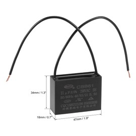 uxcell Ceiling Fan Capacitor CBB61 11uF 250V AC 2 Wires Metallized Polypropylene Film Capacitor 47x34x18mm for Electric Fan Pump Motor Generator