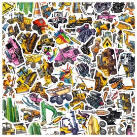 Construction Vehicles Stickers Pack for Kids 108Pcs Vinyl Digger Crane Bulldozer Decals Fun Rewards Party Favors School Supplies Waterproof Water Bottle Laptop