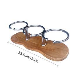Tebaisea Teak 3-Hole Cup Holder, 316 Stainless Steel Cup Holder for Boat, Kitchen, RV