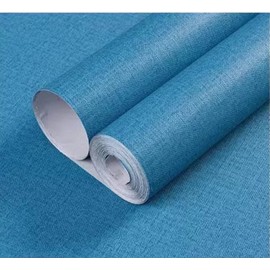 Yancorp Textured Fabric Navy Blue Peel and Stick Wallpaper - 24"x120" Faux Grasscloth Linen Removable Wallpaper and Counter Top Liners