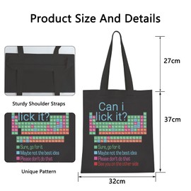 POFULL Periodic Table of Elements Gift Chemist Handbag Chemistry Laboratory Gift Chemistry Lover Gift Can I lick it Tote Bag (Can i lick it CA)