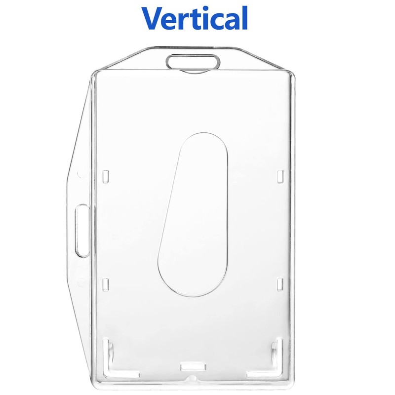 2 Pack Hard Plastic Badge Holder, Dual-Sided Horizontal and Vertical