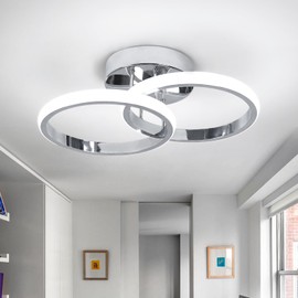CANEOE Round Modern Led Ceiling Light Fixtures, 6000K Cool White Hallway Light Fixtures, Bathroom Close to Ceiling Lights for Bedroom Kitchen Corridor Stair Aisle Lamps