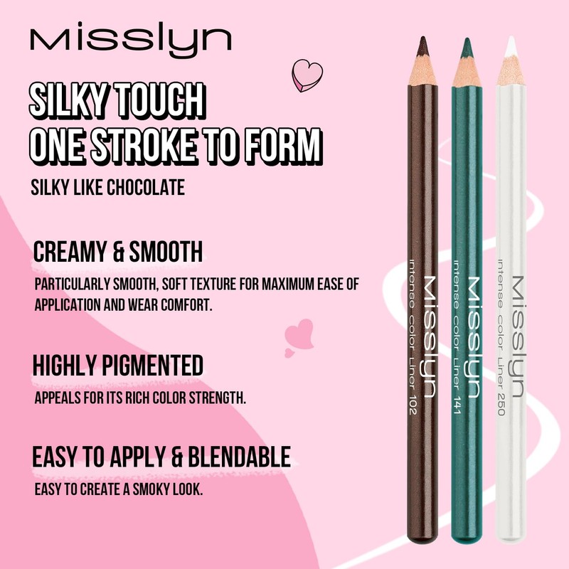 Misslyn 3 x Smudge Free Eyeliner Eyeliner for Intense and