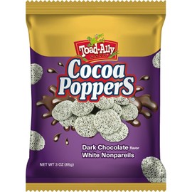 Cocoa Poppers™ Dark w/White - 3 oz x 24 ct. - Peg Bag - Dark with White Chocolate Drizzle - Delicious Gourmet Popcorn Snack - Rich, Crunchy, and Sweet - Perfect Treat for Gifting, Sharing, or Savoring Solo
