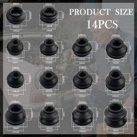 14PCS Ball Joint Boot Replacement,Rubber Dustproof Tie Rod End Boot for Protecting Ball and Socket Joints,Universal Vehicle Accessories Tie Rod Boot for Car Truck SUV (14PCS)