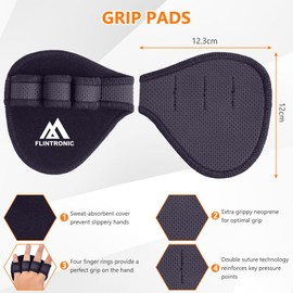 flintronic Grip Pads, 2PCS Fitness Grips Pads, 4 Finger Loop Non-Slip Neoprene, Alternative to Gym Gloves, Weightlifting Grip Gloves for Pull-Ups Gymnastics Rowing Women