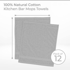 Wholesale Trade Dealz 12 X Face Cloth Flannels (30 x 30 cm-600GSM) 100% Egyptian Cotton Wash Cloths Quick Dry & Absorbent Towel Set for Gym,Spa,Golf (Silver, Cotton)