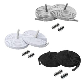 Elastic Flat Shoe Laces with Metal Buckles,6 Pairs No Tie Elastic Shoe Laces with Metal Buckles,Quick Release Lacing Loopless Shoelaces Running Shoe Laces,No Ties Laces Adjustable Tieless Shoelaces