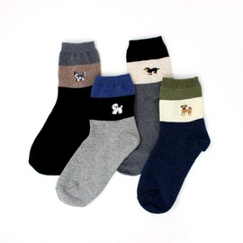 LIVEBEAR 4 Pairs Womens Cute Mini Print Funny Novelty Casual Cotton Made In Korea Crew Socks (Animals, Bow-Wow, Puppies, Puppy Fruits, Desserts, Mini Icons, Patterns)