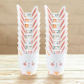 Cheerland Easter Disposable Paper Party Cups for Bunny Themed Birthday Celebration Party Supplies and Decorations - Pack of 50