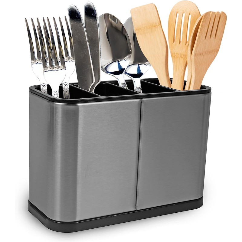 FIZZYBERRIES Kitchen Cutlery Holder Utensil Storage Organizer – Stainless Steel
