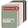 Taja Lined Spiral Journal Notebook for Work, 6 Pack, 140